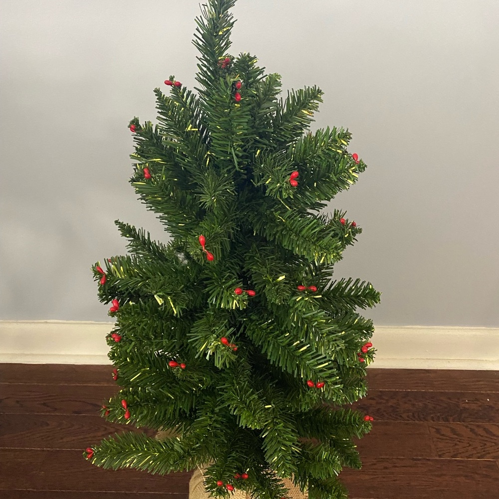 Mini Holiday tree with gold and red accents